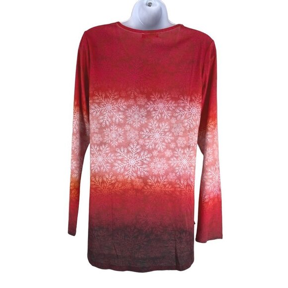 One World Top Medium Cozy Snowman Long Sleeve Embellished Snowflakes NWT TP-1956 - Picture 6 of 10